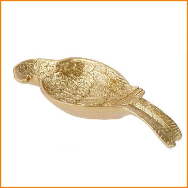 VASSOIO PAPPAGALLO IN RESINA ORO 10X25X4H CM