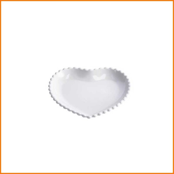 PIATTO CUORE ORNAMENT PEARL  BIANCO 25,5X25 CM