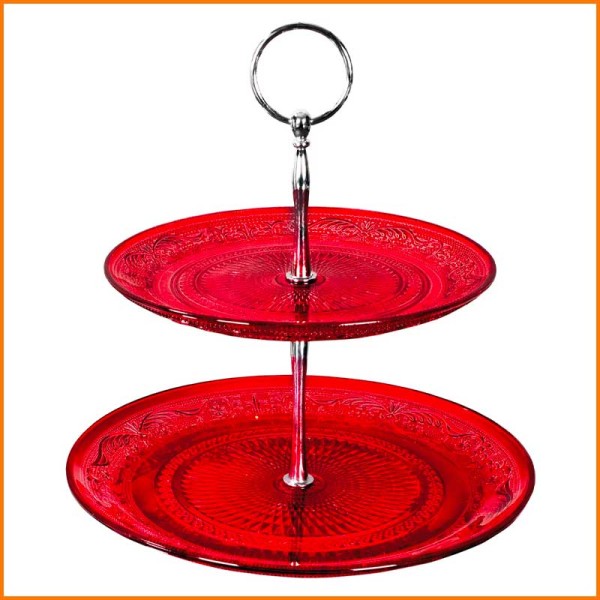 ALZATA IN VETRO ROSSA 2 PIANI D.23/18 CM