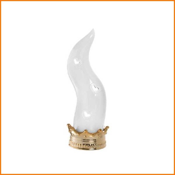 CORNO BIANCO E ORO CON LED D.9,5X28H CM