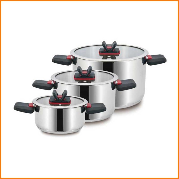 SET 3PZ KOMPACT CASSERUOLE CON COPERCHIO IN VETRO D.16/20/24 CM