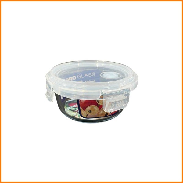 CONTENITORE PER FORNO TONDO IN VETRO CON COPERCHIO ERMETICO 400ML
