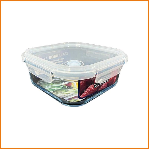 CONTENITORE PER FORNO QUADRATO IN VETRO CON COPERCHIO ERMETICO 1200ML