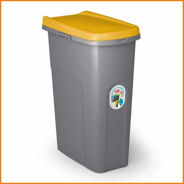 PATTUMIERA HOME ECO SYSTEM GRIGIA CON COPERCHIO GIALLO 15 LT