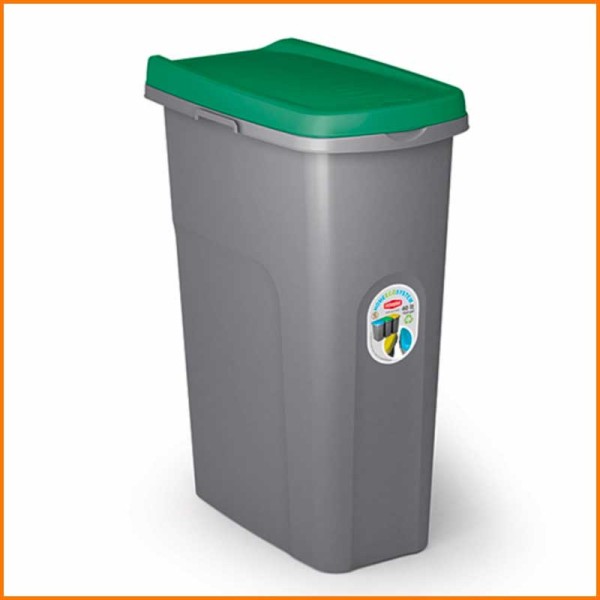 PATTUMIERA HOME ECO SYSTEM GRIGIA CON COPERCHIO VERDE 15 LT