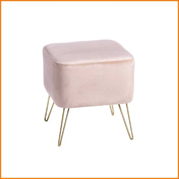 POUF IN VELLUTO IKAT CREMA 41X41X43H CM