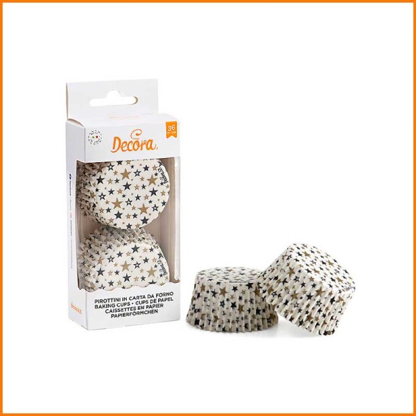 SET 36PZ PIROTTINI CON STELLE ORO E NERO D.5X3,2H CM