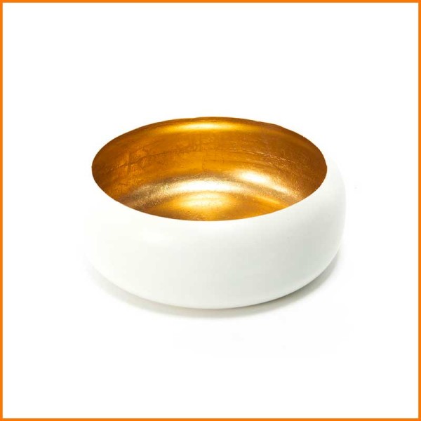 CENTROTAVOLA IN METALLO BIANCO E ORO D.27X10H CM