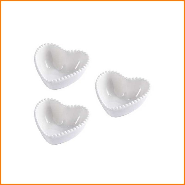 SET 3PZ CIOTOLE CUORE IN PORCELLANA 9,5X9,5X4,5H CM