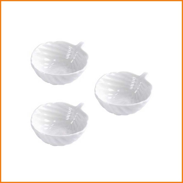SET 3PZ CIOTOLE FOGLIA IN PORCELLANA 9,5X9,5X4,5H CM
