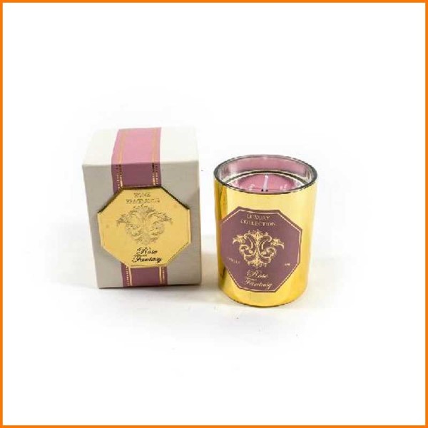 CANDELA IN BICCHIERE ORO HOME FRAGRANCE ROSE FANTASY  D.8X10H CM