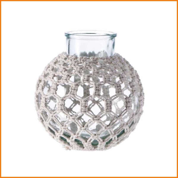 VASO IN VETRO CON CORDA PIRATE D.25X26H CM