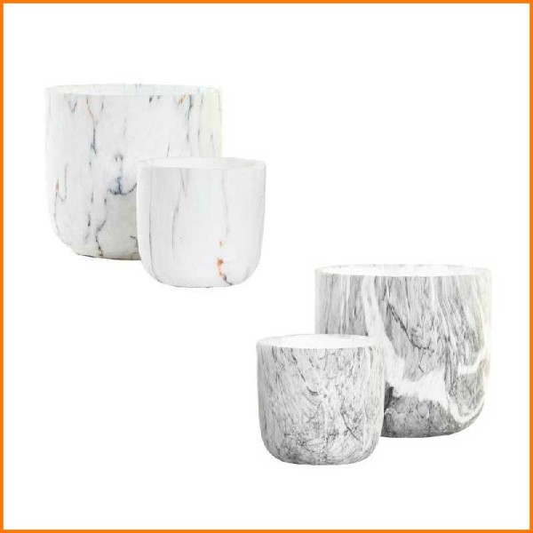 SET 2PZ FIORIERA MARBLE D.16X15H CM