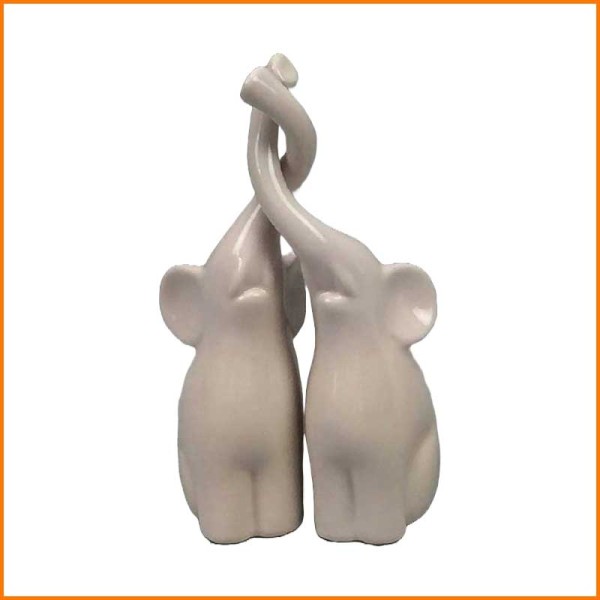 STATUA COPPIA ELEFANTI TORTORA 26H CM