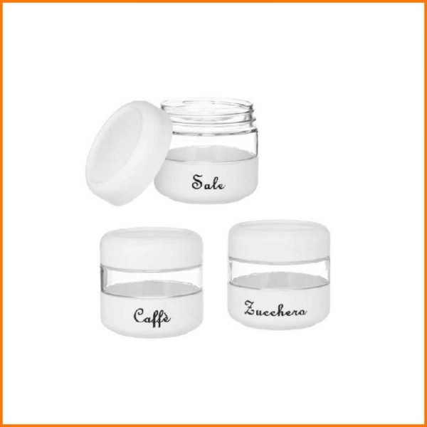 TRIS BARATTOLI SALE/ZUCCHERO/CAFFE' BIANCO 450 ML