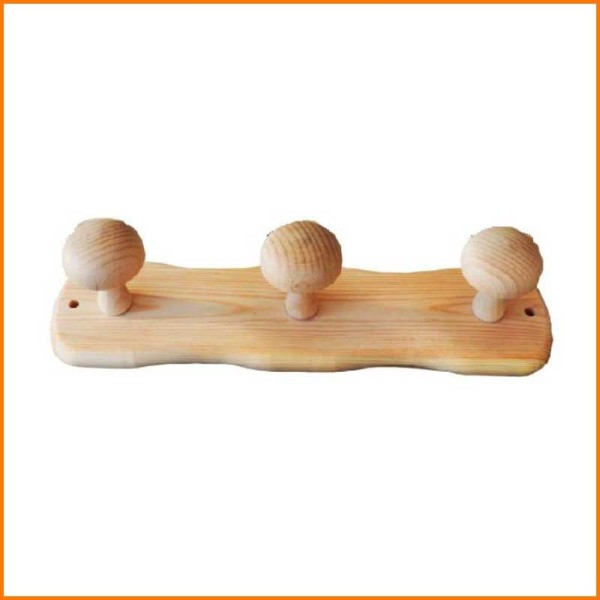 ATTACCAPANNI A 3 IN LEGNO CHIARO 36 CM