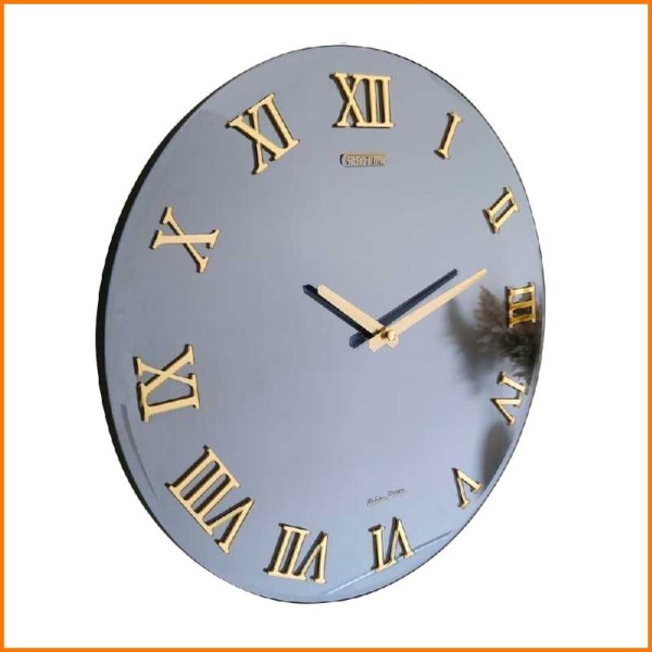 OROLOGIO SPECCHIATO IN VETRO CON NUMERI ORO D.40 CM