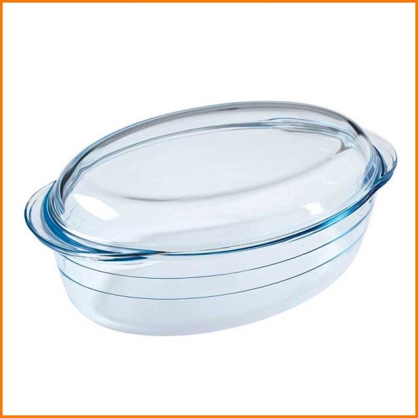 CASSERUOLA OVALE IN VETRO CON COPERCHIO 3 LT