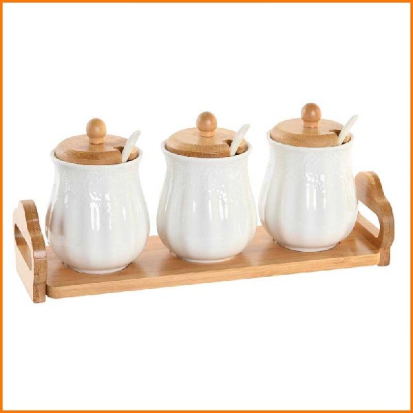 SET 3PZ SALSIERA BAMBO WHITE 29,5X9X13H CM