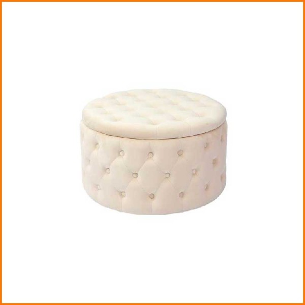 POUF OULAD CON CONTENITORE BEIGE IN VELLUTO D.70X42H CM