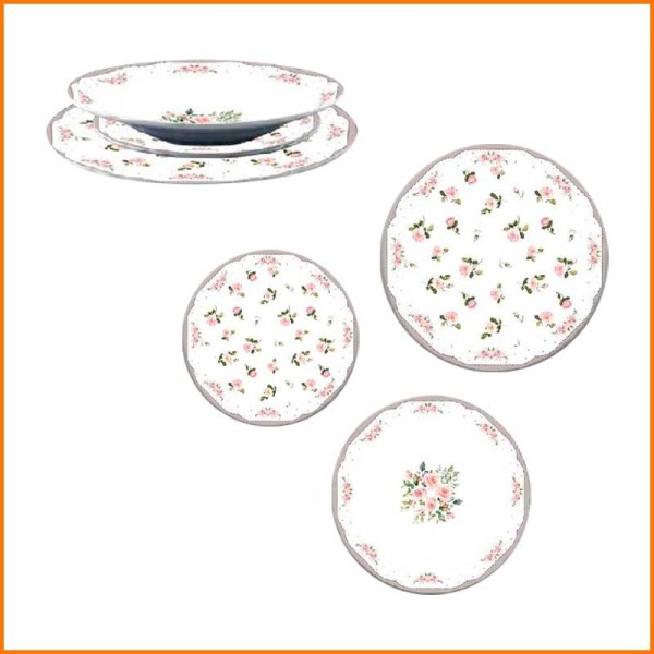 SET 18PZ PIATTI SHABBY ROSE