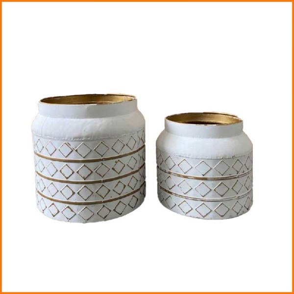 SET 2PZ VASO IN METALLO D.28X26H / D.20,8X23 CM