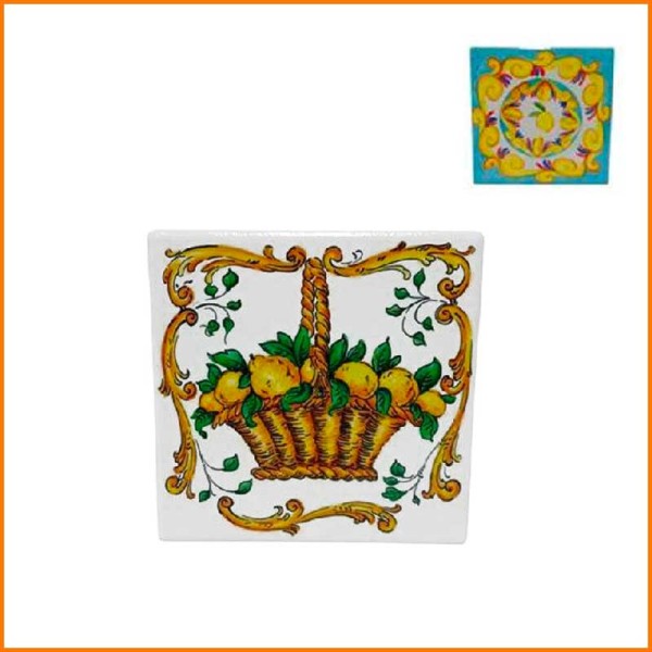 SOTTOPENTOLA CON BASE IN SUGHERO CON LIMONI 11X11CM