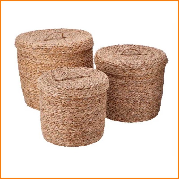 SET 3PZ CONTENITORI TONDI CON COPERCHIO 30/33/40H CM
