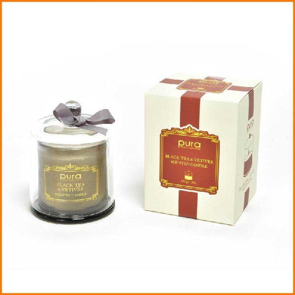 CANDELA PROFUMATA 150GR BLACK TEA & VETIVER IN CAMPANA DI VETRO 9X12H CM
