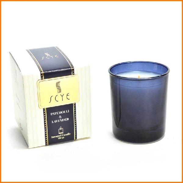 CANDELA IN BICCHIERE PATCHOULI E LAVANDA 180GR 7,2X8,8H CM