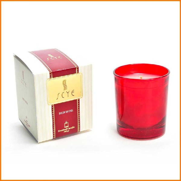 CANDELA IN BICCHIERE VINO ROSSO 180GR 7,2X8,8H CM