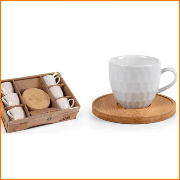 SET 6PZ TAZZINE CAFFE' CON PIATTINO BAMBOO