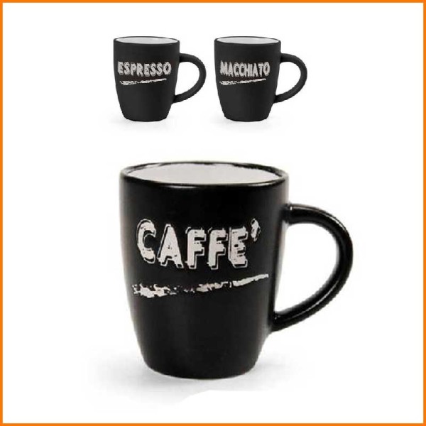 TAZZINA CAFFE' NERA CON SCRITTA GESSETTO 100ML