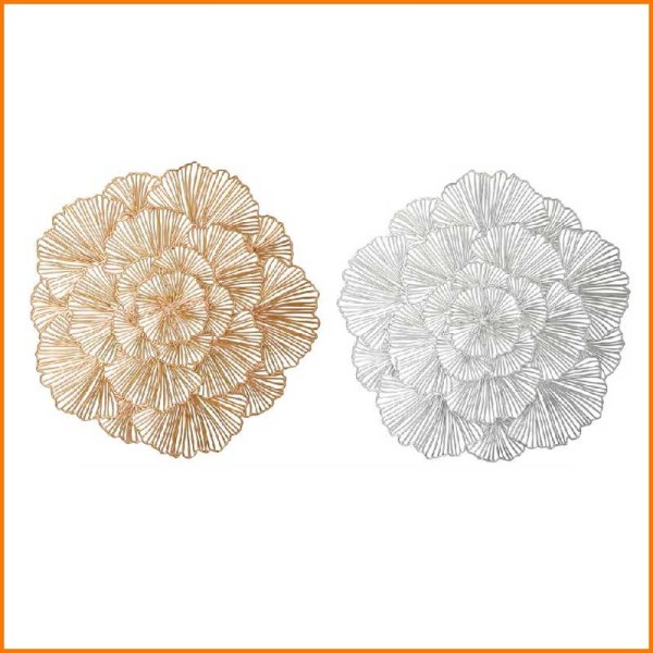 TOVAGLIETTA SOTTOPIATTO FIORE ORO E ARGENTO D.38 CM