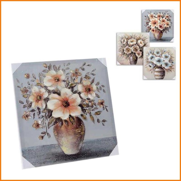 QUADRO CON VASO E FIORI 45X45 CM