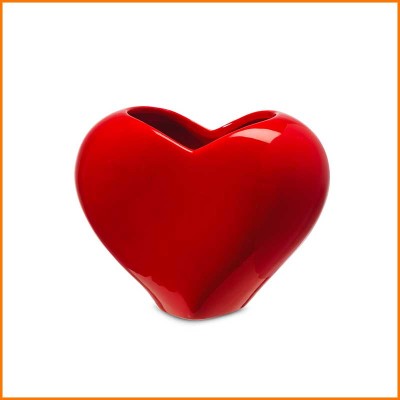 VASO CUORE ROSSO 13X8X10,5H CM