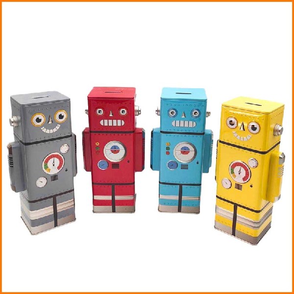 SALVADANAIO IN LATTA MODELLO ROBOT 7,5X8,5X24,3H CM