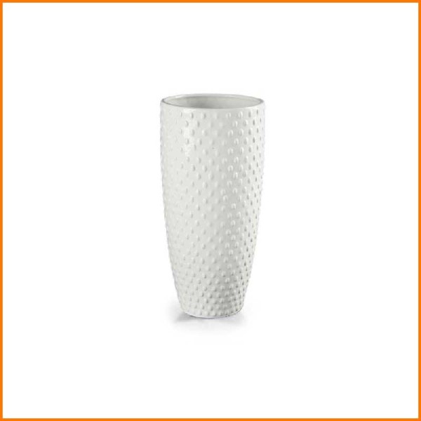 VASO IN CERAMICA BIANCO MAT 32H CM