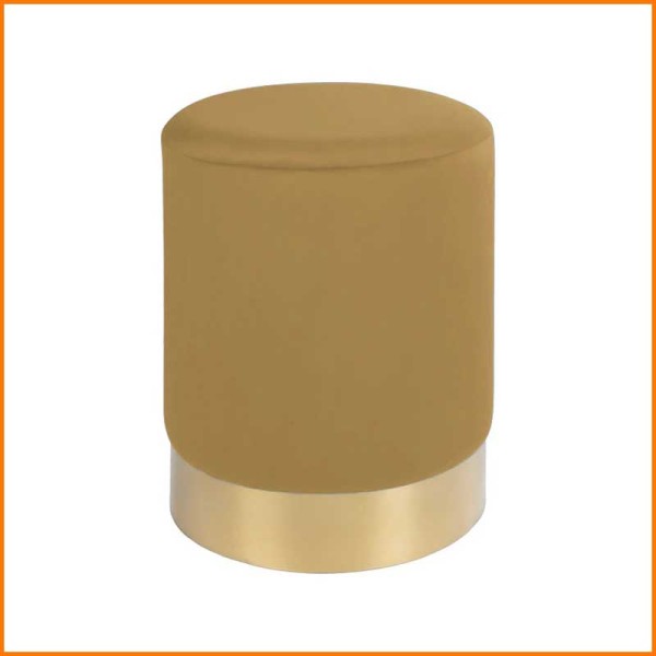 POUF VELVET CONTENITORE ORO CON FASCIA ORO D.35X40H CM