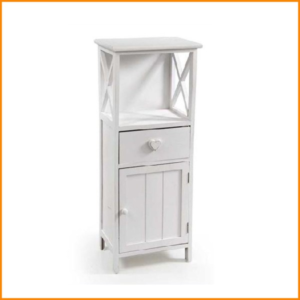 MOBILETTO CUORE BIANCO IN LEGNO 35X25X89H CM