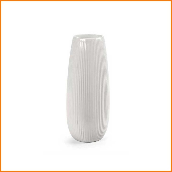 VASO BIANCO LUCIDO RIGATO D.10X18H CM