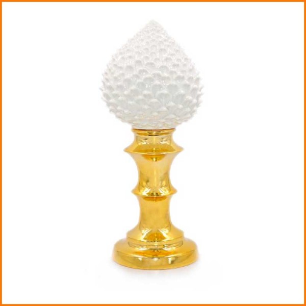 POMO BIANCO CON BASE ORO 35H CM