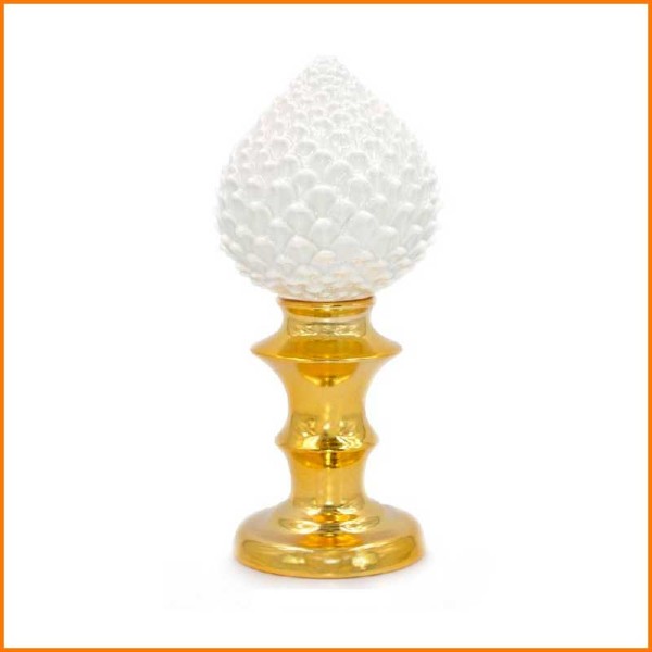 POMO BIANCO CON BASE ORO 25H CM