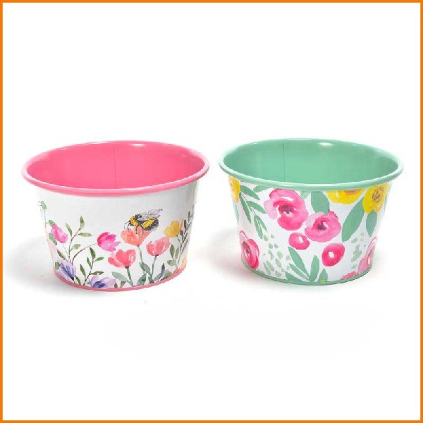 VASO IN LATTA DECORATO D.19X11H CM