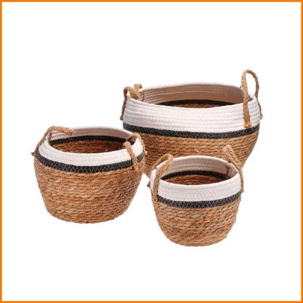 SET 3PZ CONTENITORI TONDI CON MANICI 20H / 22H / 30H CM