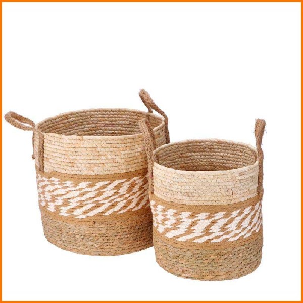 SET 2PZ CONTENITORI TONDI CON MANICI 26H / 19H CM