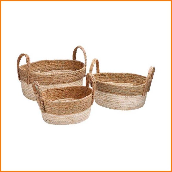 SET 3PZ CONTENITORI OVALI CON MANICI 11H / 12H / 15H CM
