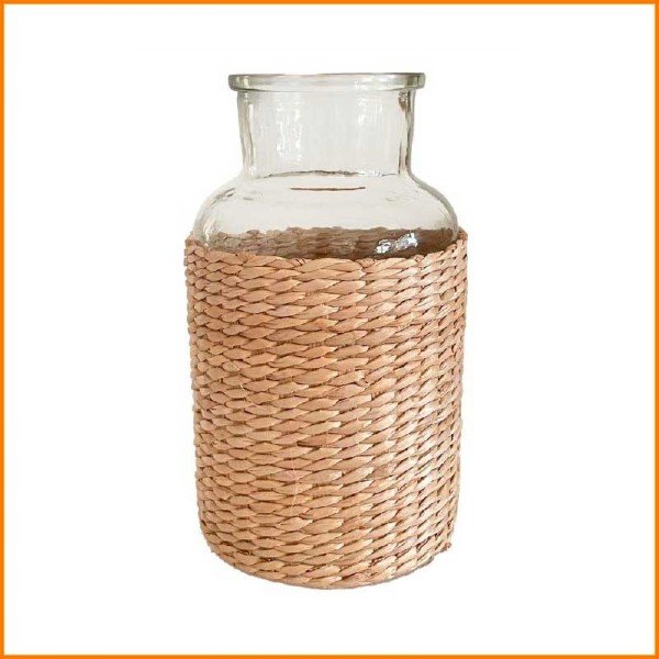 VASO IN VETRO CILINDRICO CON IUTA D.15X26H CM
