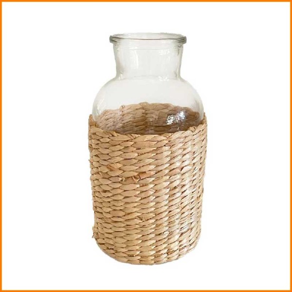 VASO IN VETRO CILINDRICO CON IUTA D.11X20H CM