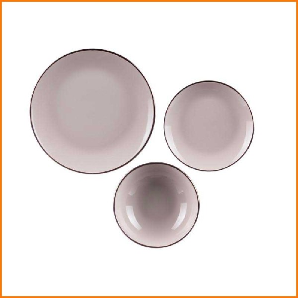 SET 18PZ PIATTI IN CERAMICA GRIGIO CHIARO